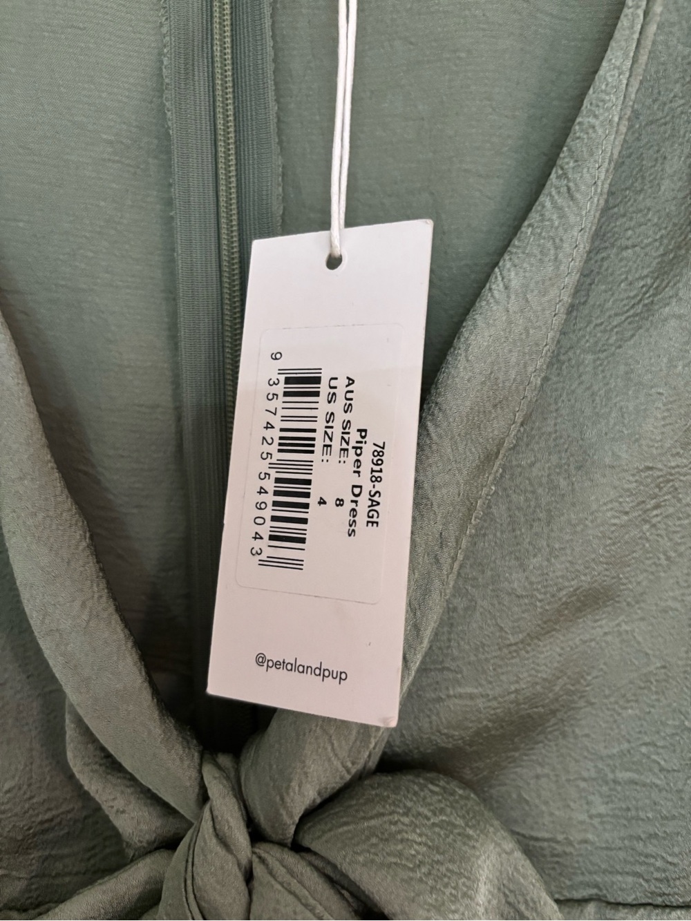 Petal & Pup Sage Green Tie-Front Midi Dress - Picture 3 of 7